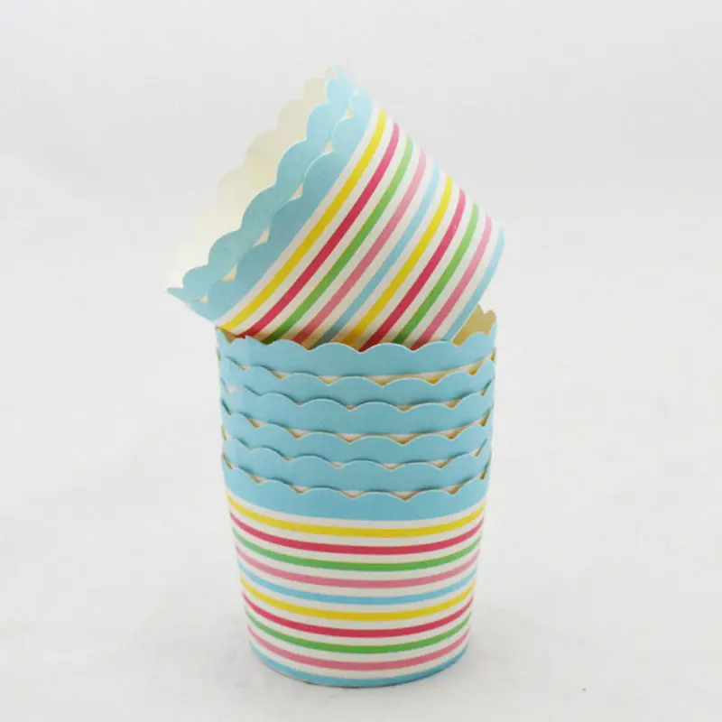 Rainbow Stripe 50 шт цветной бумажный поднос для чашек из гофрированного картона, для выпечки чашки Маффин кухонные капкейки Чехлы для духовки Инструменты для выпечки - Цвет: Rainbow Stripe