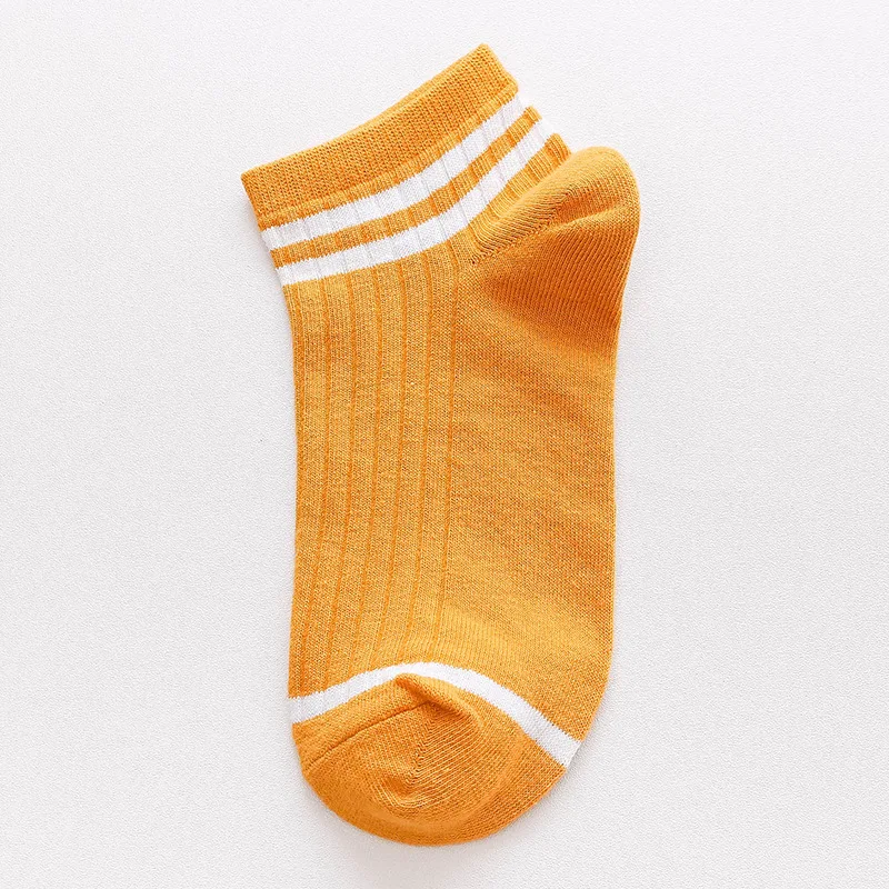 Женские носки, хлопковые носки, короткие, Харадзюку, Chaussette Femme Courte Calcetines Mujer Divertido, хипстерские, для скейтборда, до лодыжки, забавные, кавайные - Цвет: Orange stripes