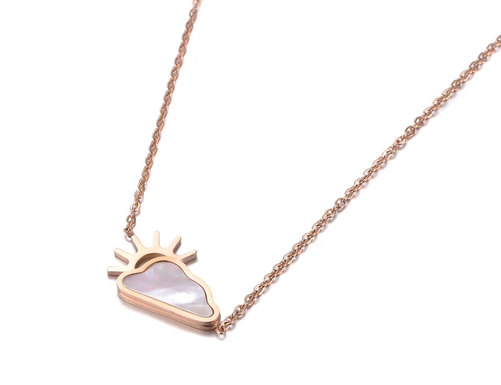 Ожерелье женское из титановой стали с подвеской в виде солнца и облаков |