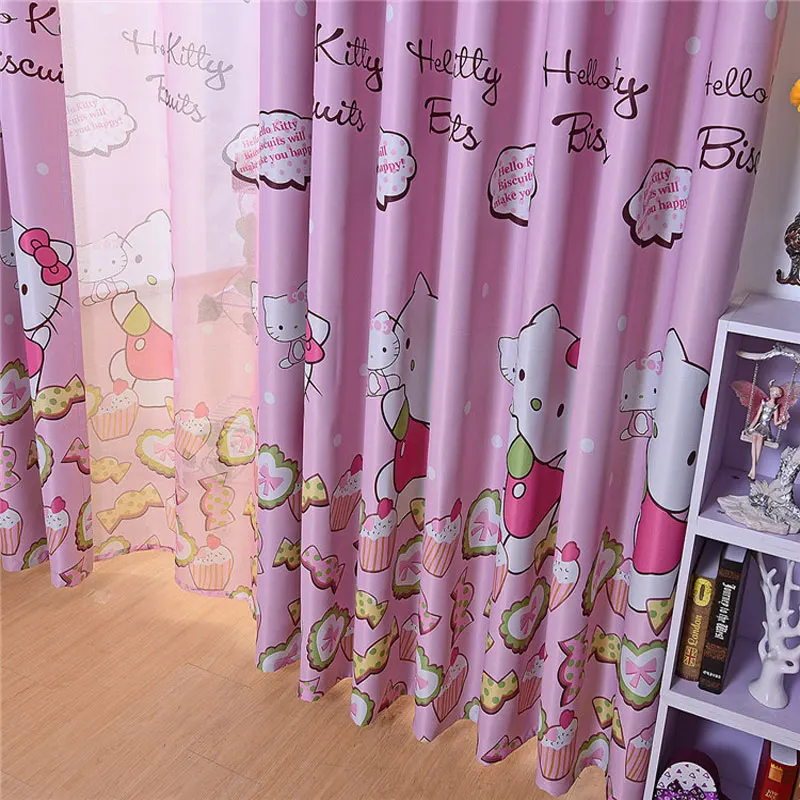 Милый рисунок «hello kitty» розовый принт шторы детская комната детская спальня гостиная шторы панели окно