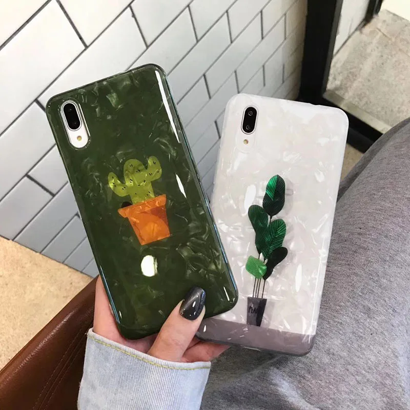 Чехол с текстурой для huawei P20 P30 Pro Mate20Pro, чехол с зеленым растением КАКТУСОМ для huawei Honor 9 10 Nova 3 3i 4, чехол-накладка
