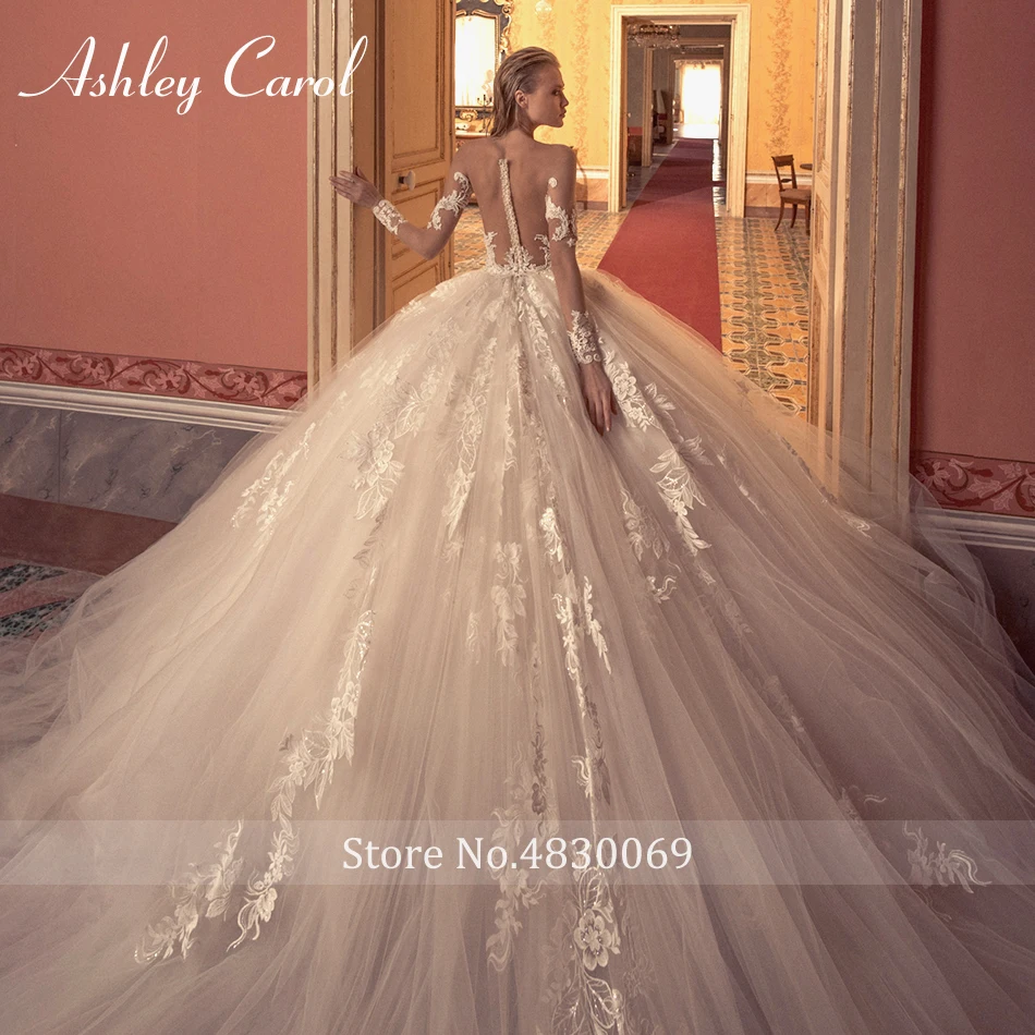 Эшли Карол бальное платье свадебное 2020 с длинным рукавом люкс бисером Иллюзия