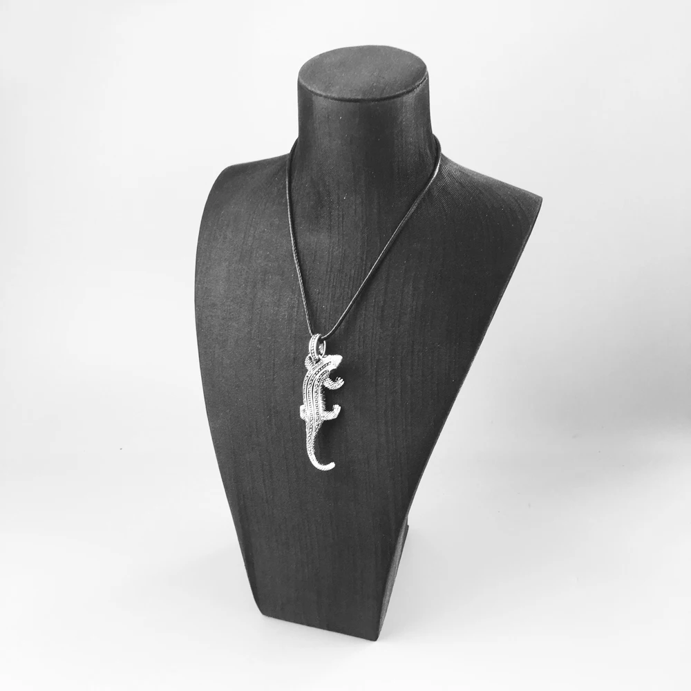 Ожерелье из кожаного шнура саламандра ювелирное изделие стерлингового серебра