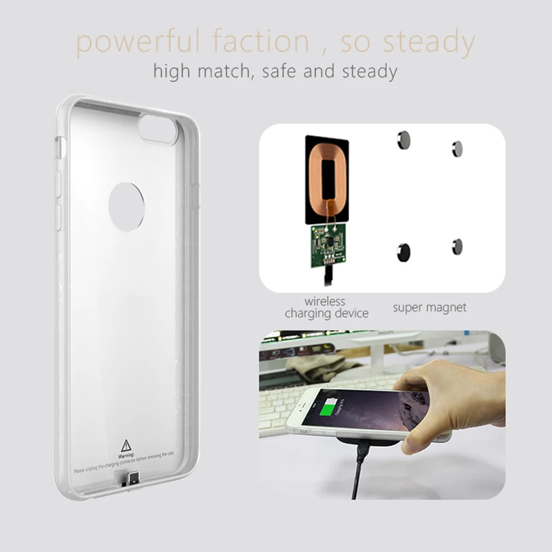 Qi Магнитная беспроводной зарядки адаптер чехол Ti Чип KT16 для Apple iPhone 6 6S 7 Plus lightning
