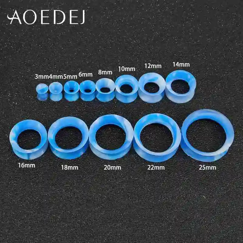 AOEDEJ 2pcs/lot Silicone Ear Stretchers Plugs and Tunnels 3-25mm Double Flare Plug Piercing Dilataciones oreja | Украшения и