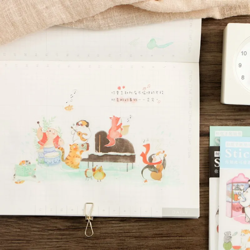 Панда кролик кошка лиса мультфильм животные бумажные наклейки записная книжка