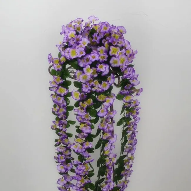 light purple Поддельный кронштейн растения Петуния погремушки труба цветок лоза утренняя Глория для свадьбы искусственные декоративные настенные цветы - Цвет: light purple