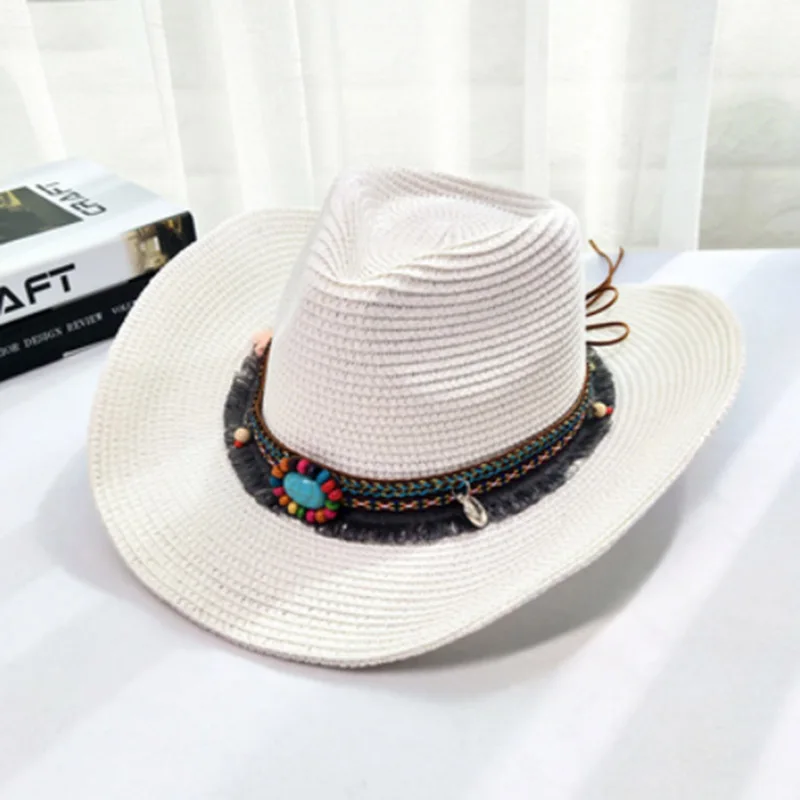 MAERSHEI 2019 летняя шляпа с бахромой из ракушек Cowgirl соломенная для женщин и мужчин