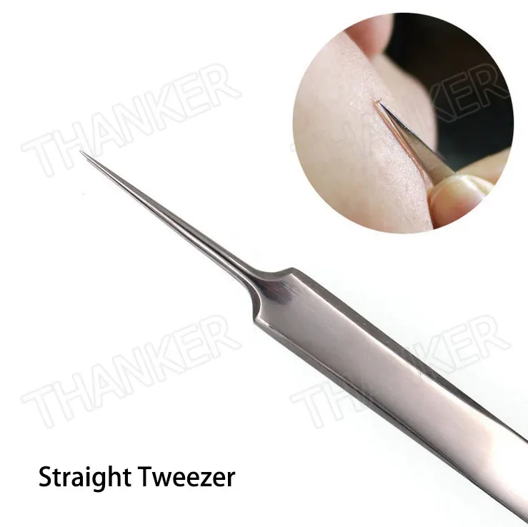 Professional tweezers acne clip Best blackhead tweezer eyebrow medical grade Stainless Steel super sharp pinhead treatment | Красота и