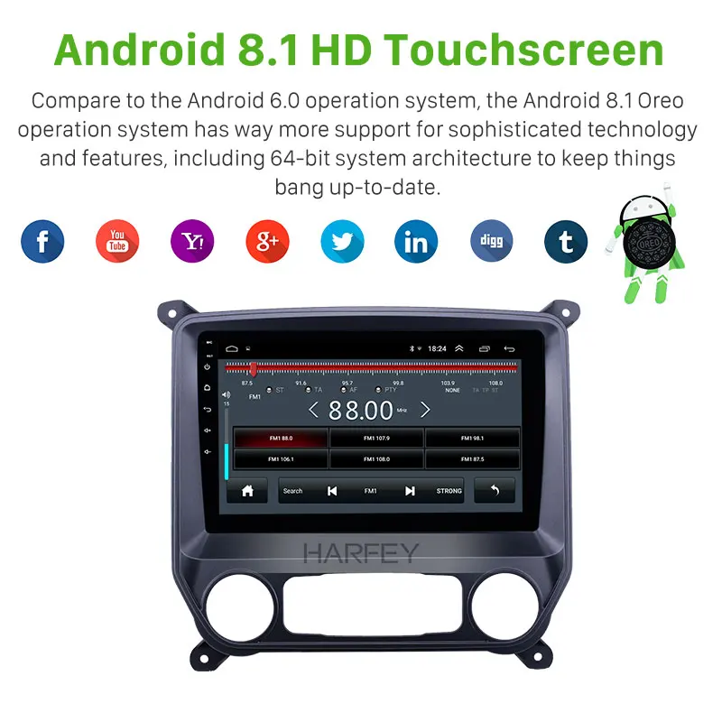 Harfey 10 1 дюймов Android 8 Автомобильный мультимедийный для chevy Chevrolet Colorado HD сенсорный экран gps навигация
