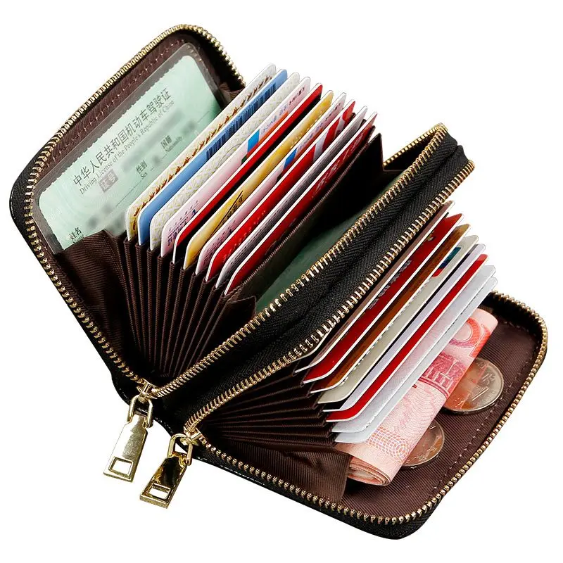 Мужские кошельки большого объема мульти карты двойной молнии органа дамы