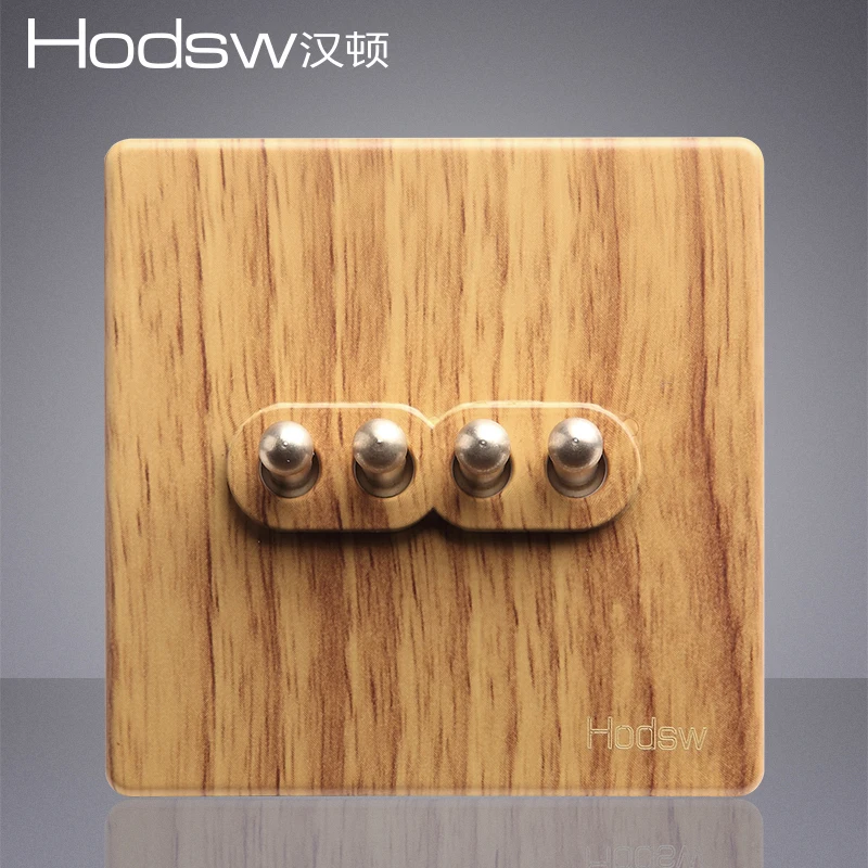 Руку быть переключатель гнездо панели желтый древесины Европейский Стиль Четыре