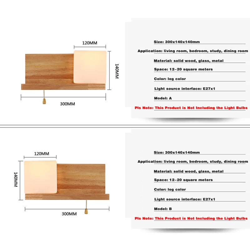 Современная Новинка Минималистичная деревянная настенная лампа из матового