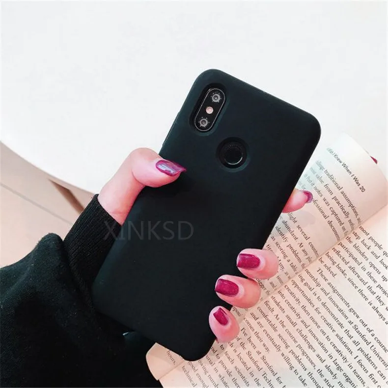 Жидкий силиконовый чехол для Xiao mi Red mi Note 6 5 Pro 7 5 Plus 6A mi A2 8 lite 9 6 6X MAX 3 Pro mi X 3 2 2S чехол для телефона - Цвет: Черный