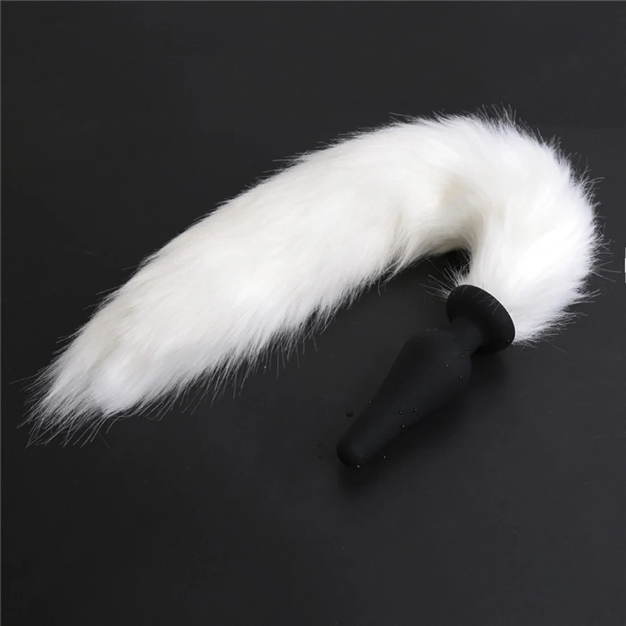 Силиконовая Анальная пробка Белый Лисий хвост большая животного устройства для