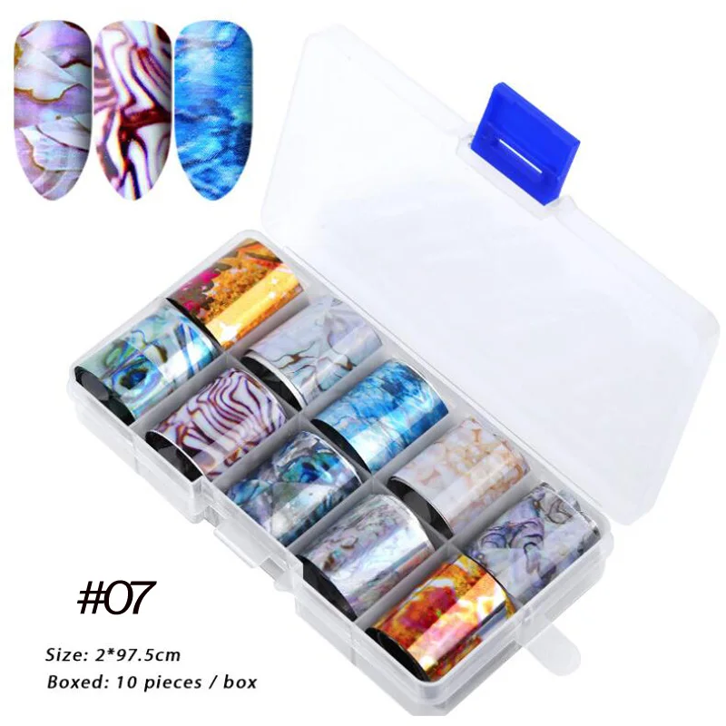 Голографическая фольга для ногтей 10 рулонов|Стикеры и наклейки| |
