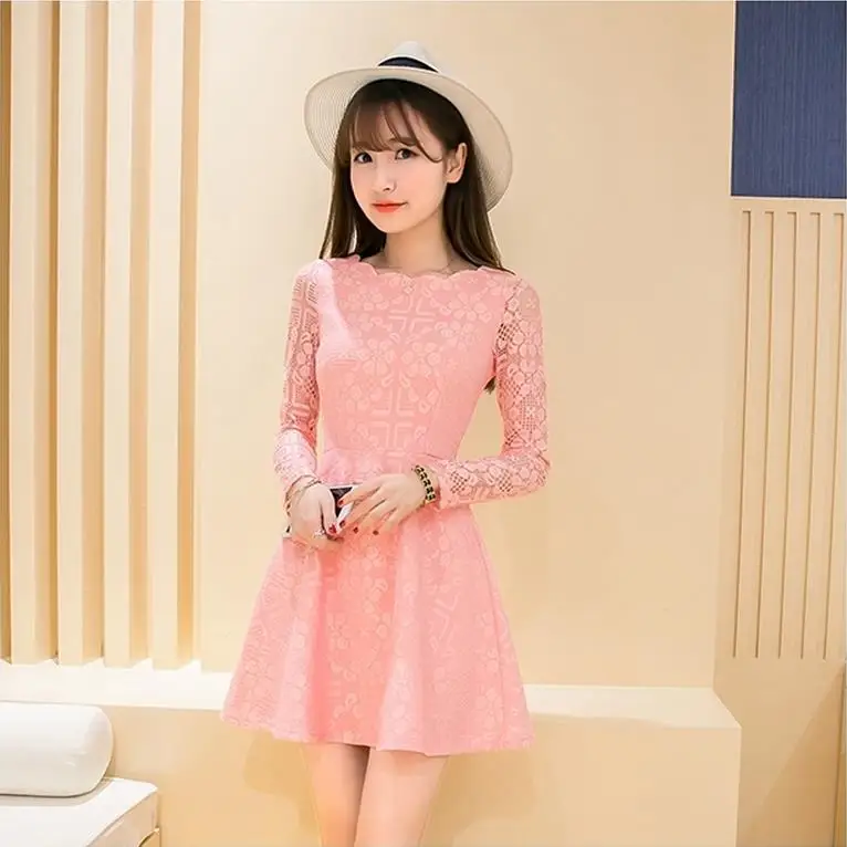 Горячие продажа 2016 мода была тонкими длинными рукавами база платье леди сплошной