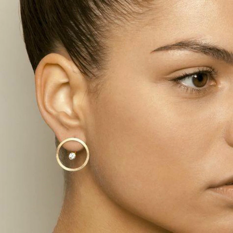 

Korean Simple Design Elegance Crystal Rhinestone Round Circle Crystal Stud Earrings For Women Fashion Jewelry Wholesale