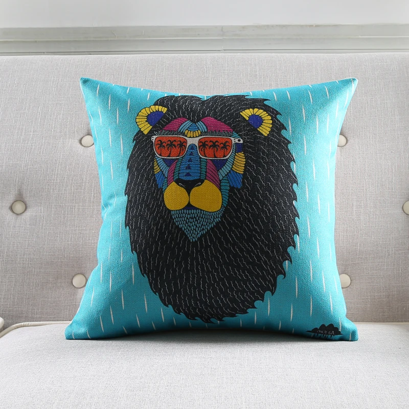 Новый Поп Арт декоративная подушка лен Чехлы Единорог Лев Красочные поп арт