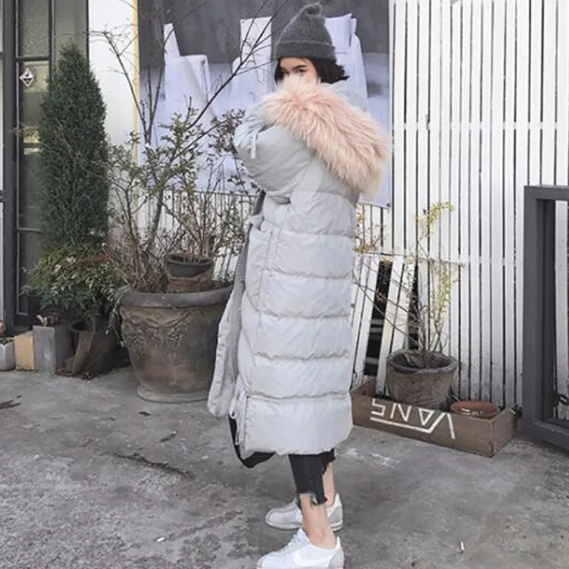 

Women Thick Bread Cotton Coat 2020 Korean New Fashion Long Fur Hooded Warm Parkas Pleated Hem Loose Padded Jackets Casaco Okd239