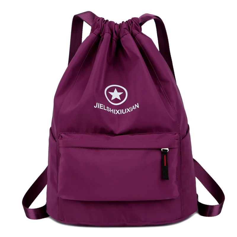 

Bundle pocket, drawstring, shoulder bag, long girl, portable folding backpack, men's outdoor sports bag, simple exercise bag.