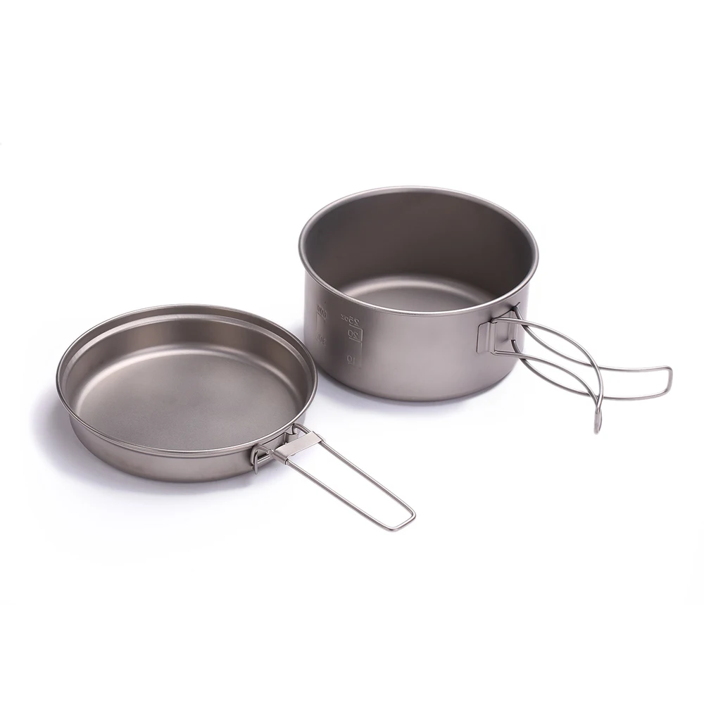 Уличная посуда Сверхлегкий портативный титановый горшок для улицы кемпинга чаша