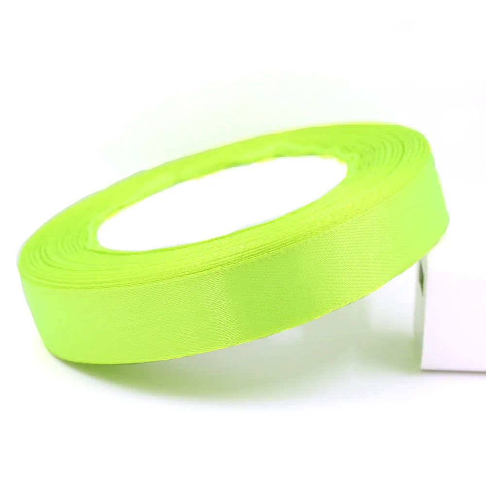 57Fluorescence Green 25 ярдов/рулона твердая цветная корсажная лента с одиночными шопкинами атласных лент для свадьбы упаковка поставки DIY 6/10/12/15/20/25/38 мм - Цвет: 57Fluorescence Green