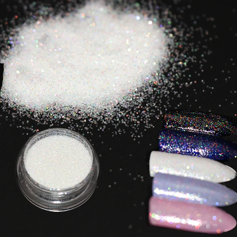 1 коробка блестящий прозрачный белый блеск для ногтей цветной порошок