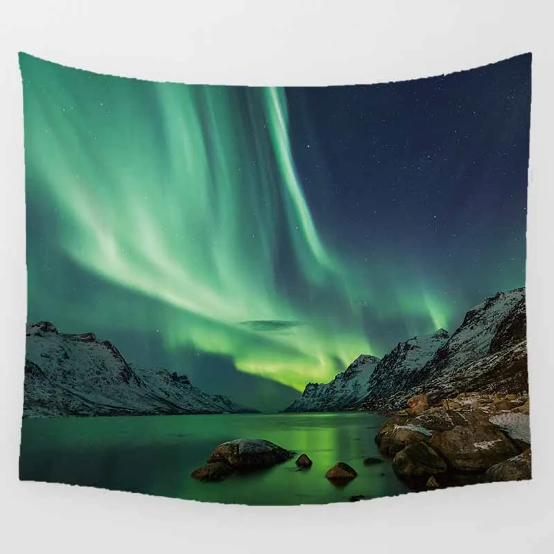 Гобелен с единорогом настенный гобелен фиолетовым небом и ночным пейзажем