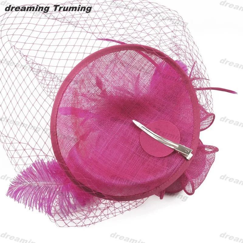 Модные женские шляпки для свадьбы элегантные сетчатые ленточки шляп и перьев