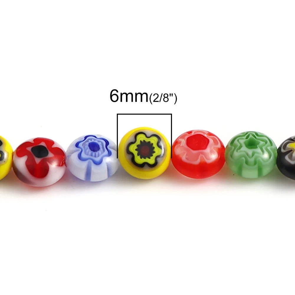 Doreen Box стеклянные бусины Lampwork Круглые разноцветные в случайном порядке 6 мм (2/8 &quot)