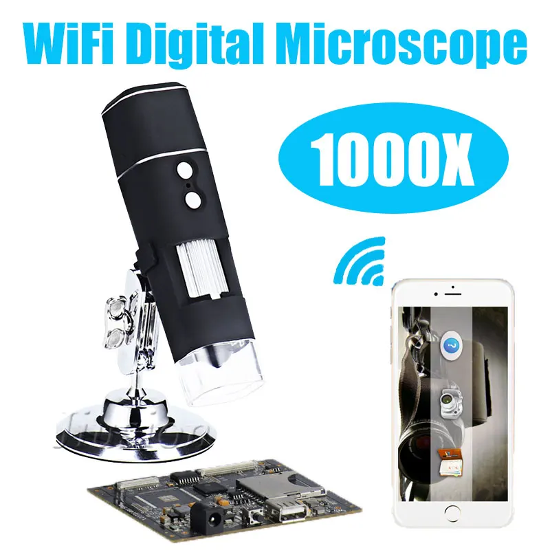 1000X Лупа WiFi цифровые микроскопы 8 LED USB зум Видео микро камера с металлической