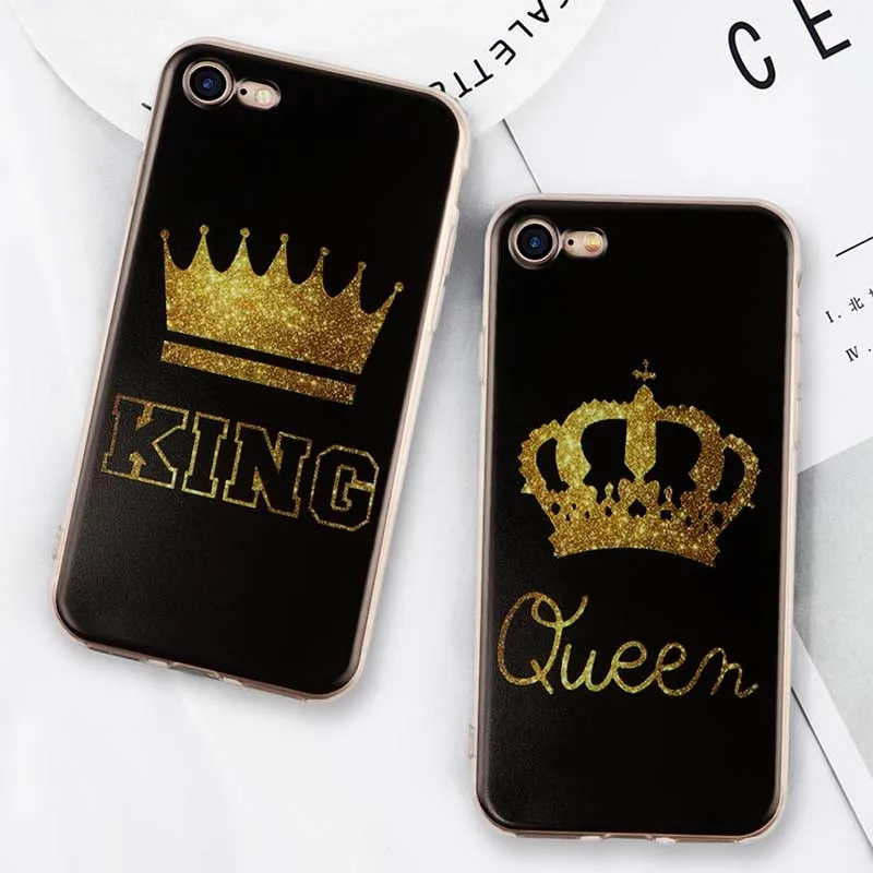 Чехол для iPhone X XR XS Max 6 7 8 плюс мода King queen пара чехол 5 5S SE samsung Galaxy S8 S9 |