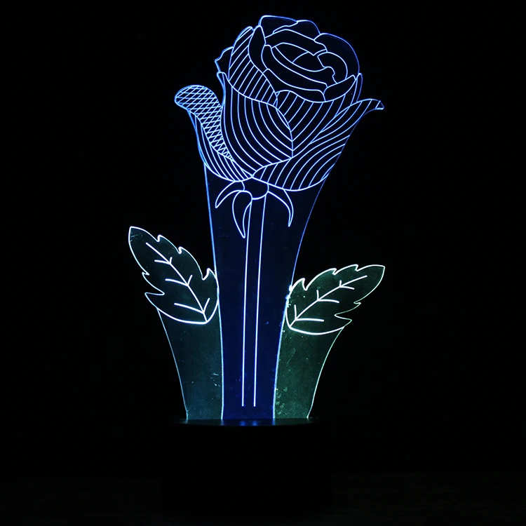 Новый 3D смешанный цвет Чудесный Розовый светодиодный 7 видов цветов меняющий