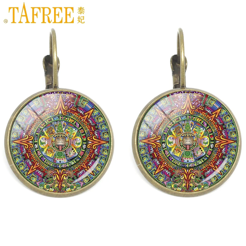 

TAFREE henna zen clip earrings mandala sacred geometry amulet flower of life jewelry women accessories CT695