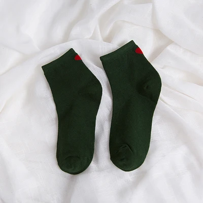 1pair 1/2/3 пары Для женщин носки-трубы средней высоты каблук с Harajuku милые красного цвета с принтом «сердце», женские Повседневное носки до лодыжки Демисезонный теплые толстые короткие носки - Цвет: 1pair