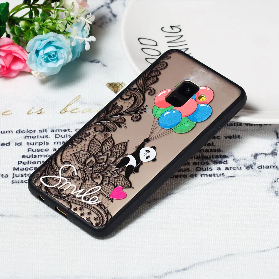 Phone Case For Samsung A3 A5 A7 2017 2018 Sexy Lace Floral Hard PC Galaxy A6 Back Cover A8 Plus Coque Capa |