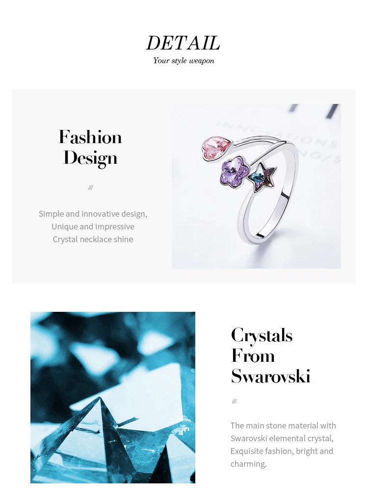 CDE женские кольца украшенные кристаллами от Swarovski сердце цветок звезды регулируемые обрачальные кольца, Помолвка Ювелирные изделия Ringen
