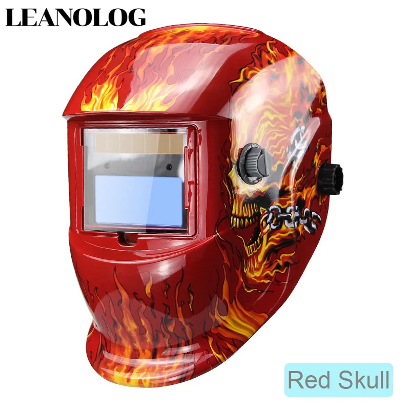 Red Skull Светодиодный светильник Солнечная Авто Затемнение Электрический Wlding маска/шлем/сварщик крышка/сварочные линзы/глаза маска для сварочного аппарата - Цвет: Red Skull