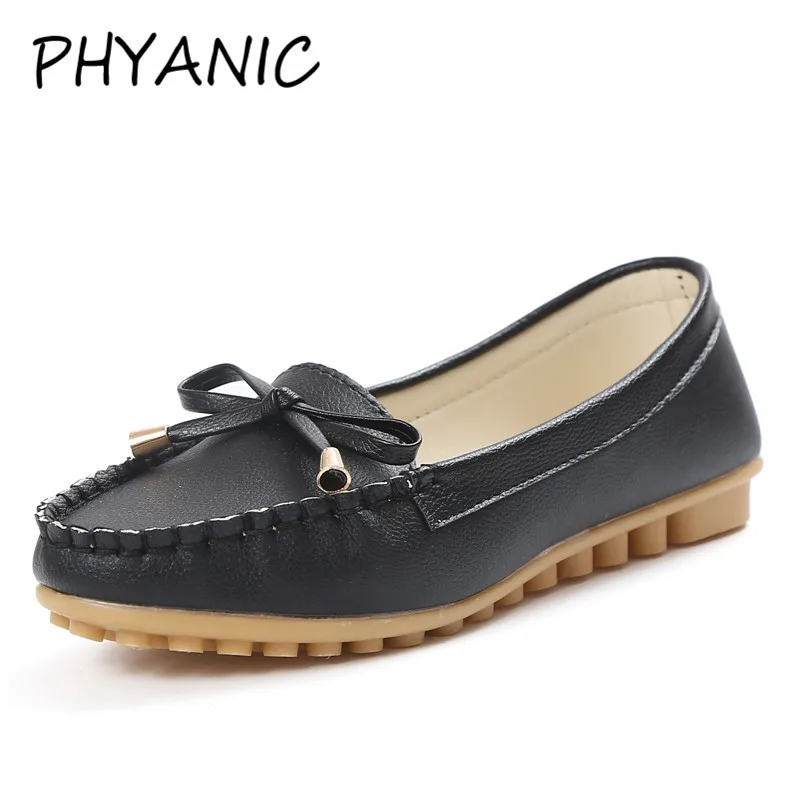 Phyanic женская обувь на плоской подошве женские лоферы без застежек туфли с бантом