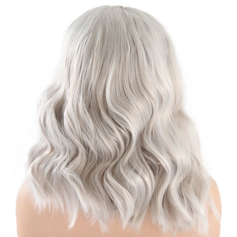Харизма серебристо серый короткий волнистые волосы боб парик Синтетический