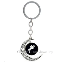 horse riding keychain fashion horse race derby day equestrian key chain ring vintage horseback riding silhouette keyring t783