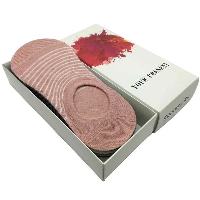 Женские тапочки в полоску хлопковые носки до лодыжки для студенток Красивые