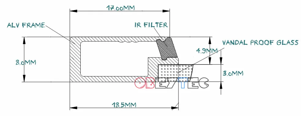 Obeytec 2" инфракрасный сенсорный датчик, широкая рамка со стеклом, 6 точек, пыленепроницаемый, антивандальный, анти-солнце для дисплея, монитор