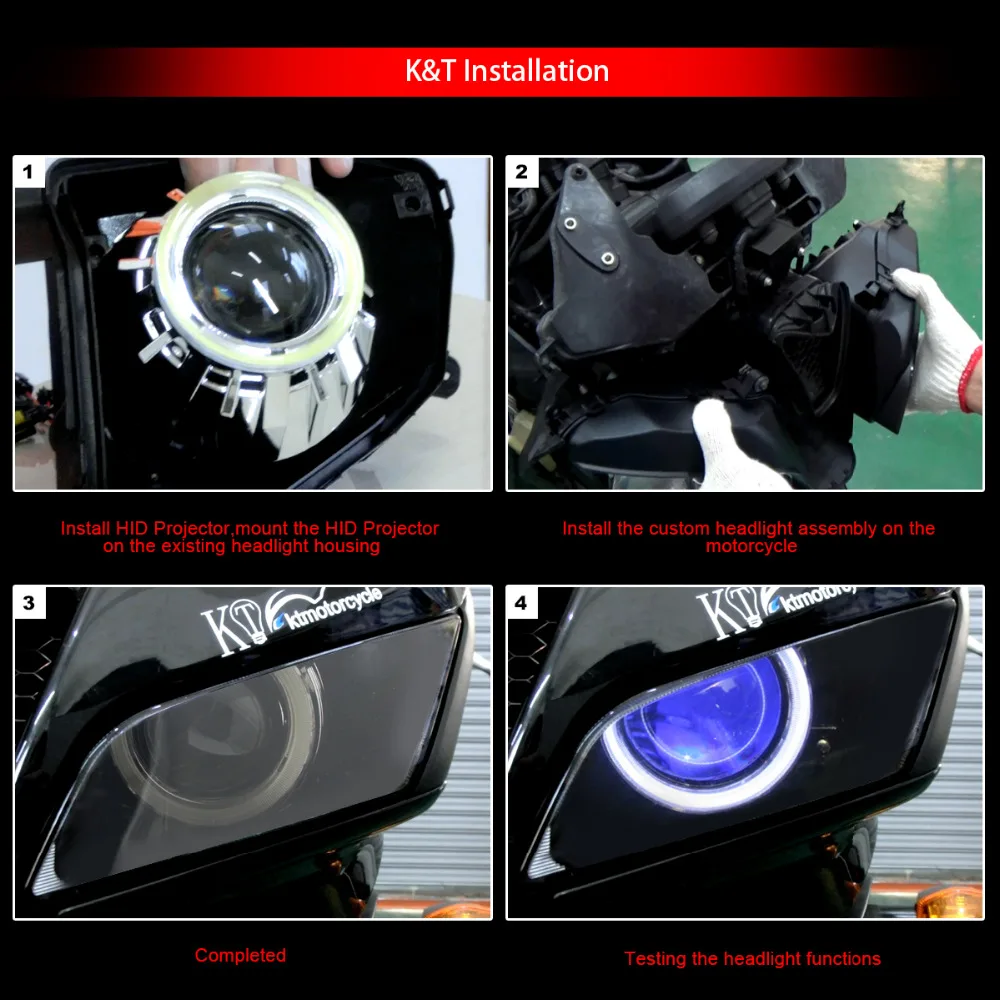 KT фара Подходит для Honda CBR500R 2013 2015 LED Ангельские Глазки красный демон глаза