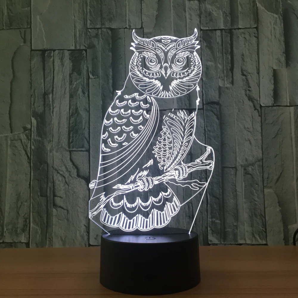 Акриловые 3D Сова Ночной светильник Led Настольная лампа для украшения комнаты