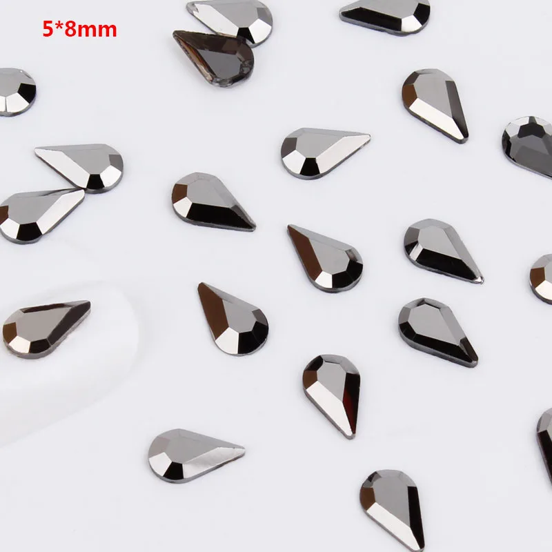 4 50pcs Новые серебристо-серые стразы для дизайна ногтей 20 шт./упак. плоская форма каплевидные Прямоугольные Стеклянные стразы камни для украшения ногтей 3D - Цвет: 4 50pcs