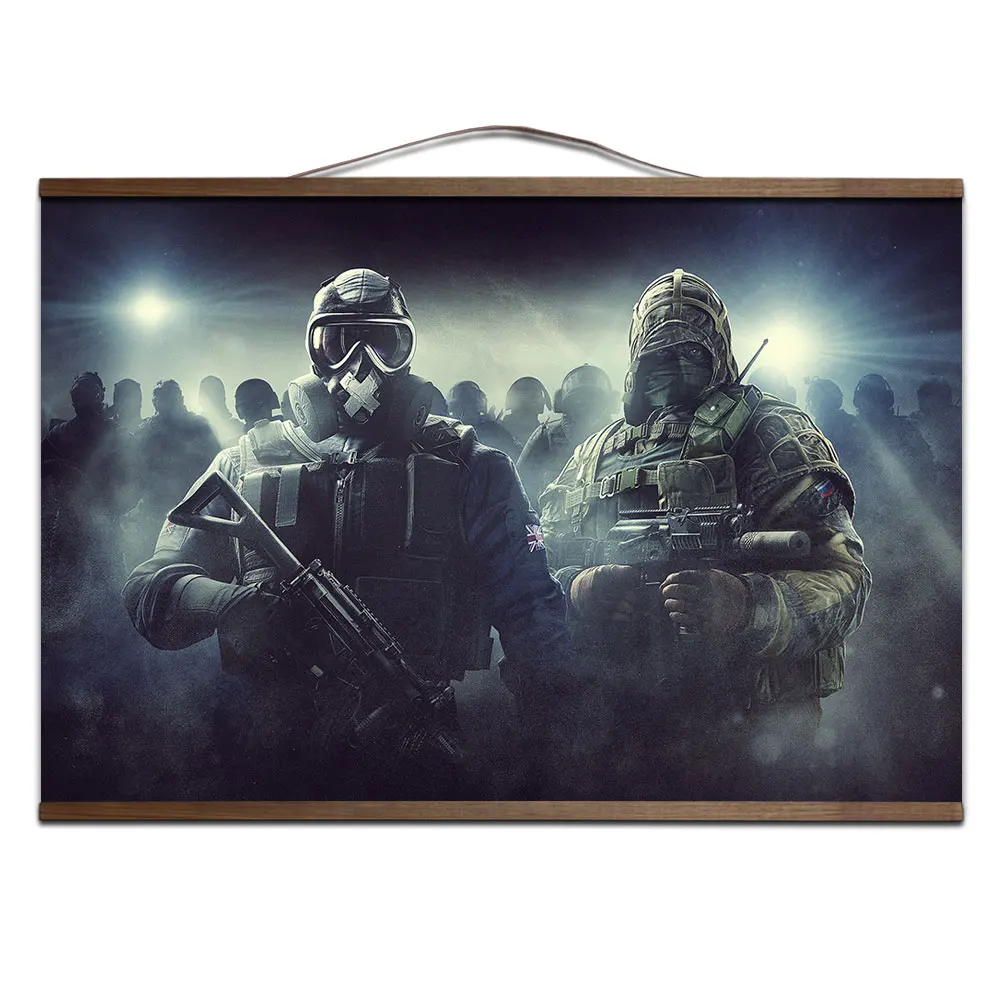 19 Радуга Six Siege игра плакат для HD холст живопись настенные картины для гостиной с твердой древесины подвесной свиток - Цвет: 19