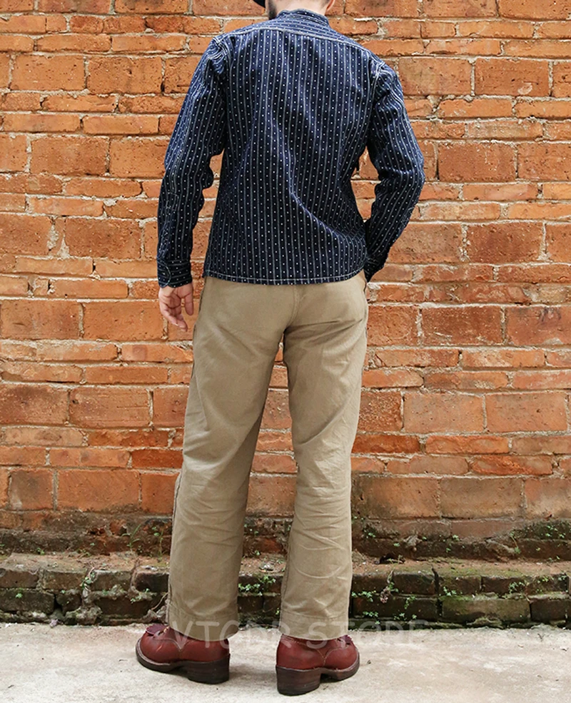 Bronson винтажная партия 860 Wabash Selvage рубашки осенние мужские рабочие рубашки Selvage полосатая мужская одежда с длинным рукавом ONEWASH 2XL