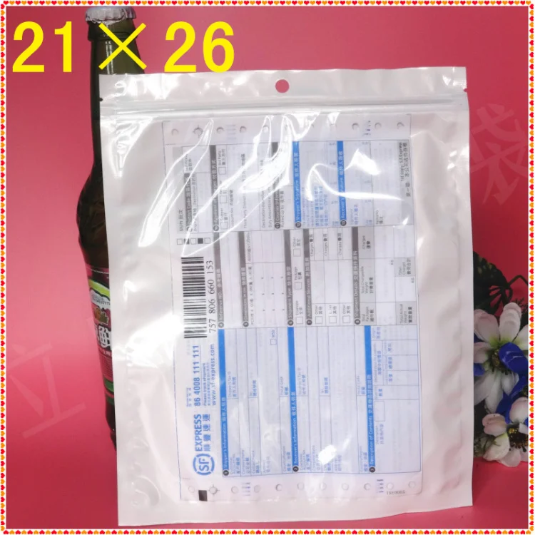 21*26 см белый/прозрачный пакет для упаковки на молнии OPP полиэтиленовый Ziplock с